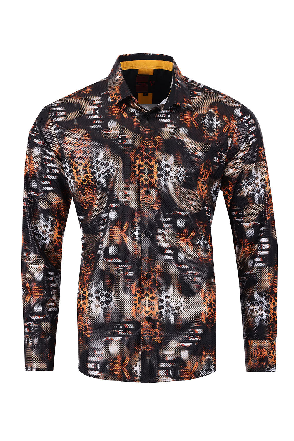 Vassari Men's Printed Leopard Long Sleeve Shirts 2VS144
