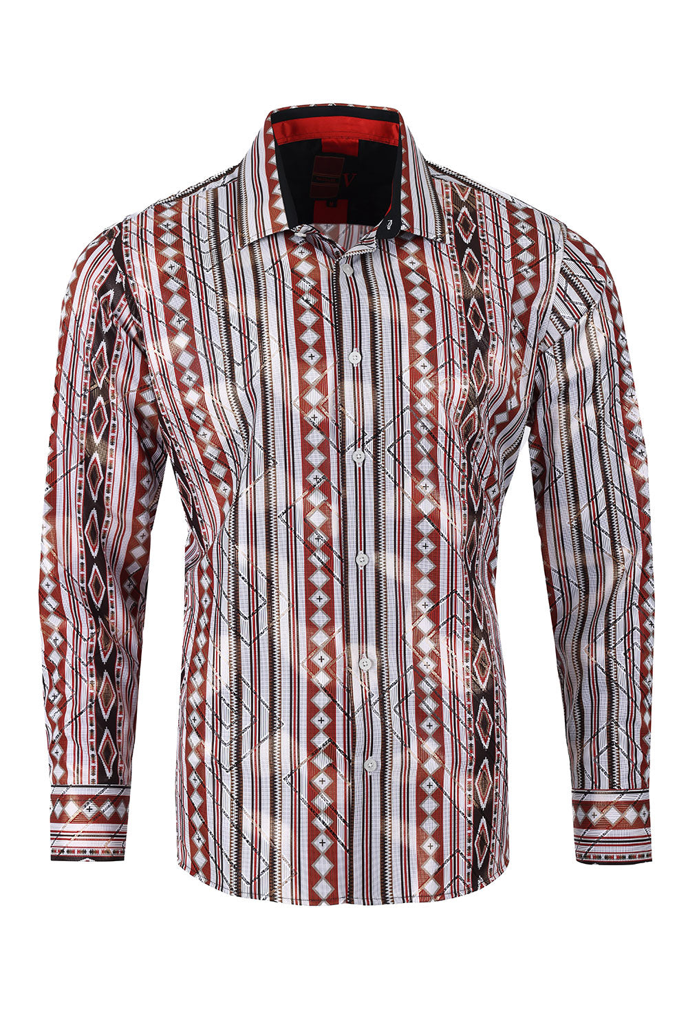 Vassari Men's Printed Striped Geometric Long Sleeve Shirts 2VS145