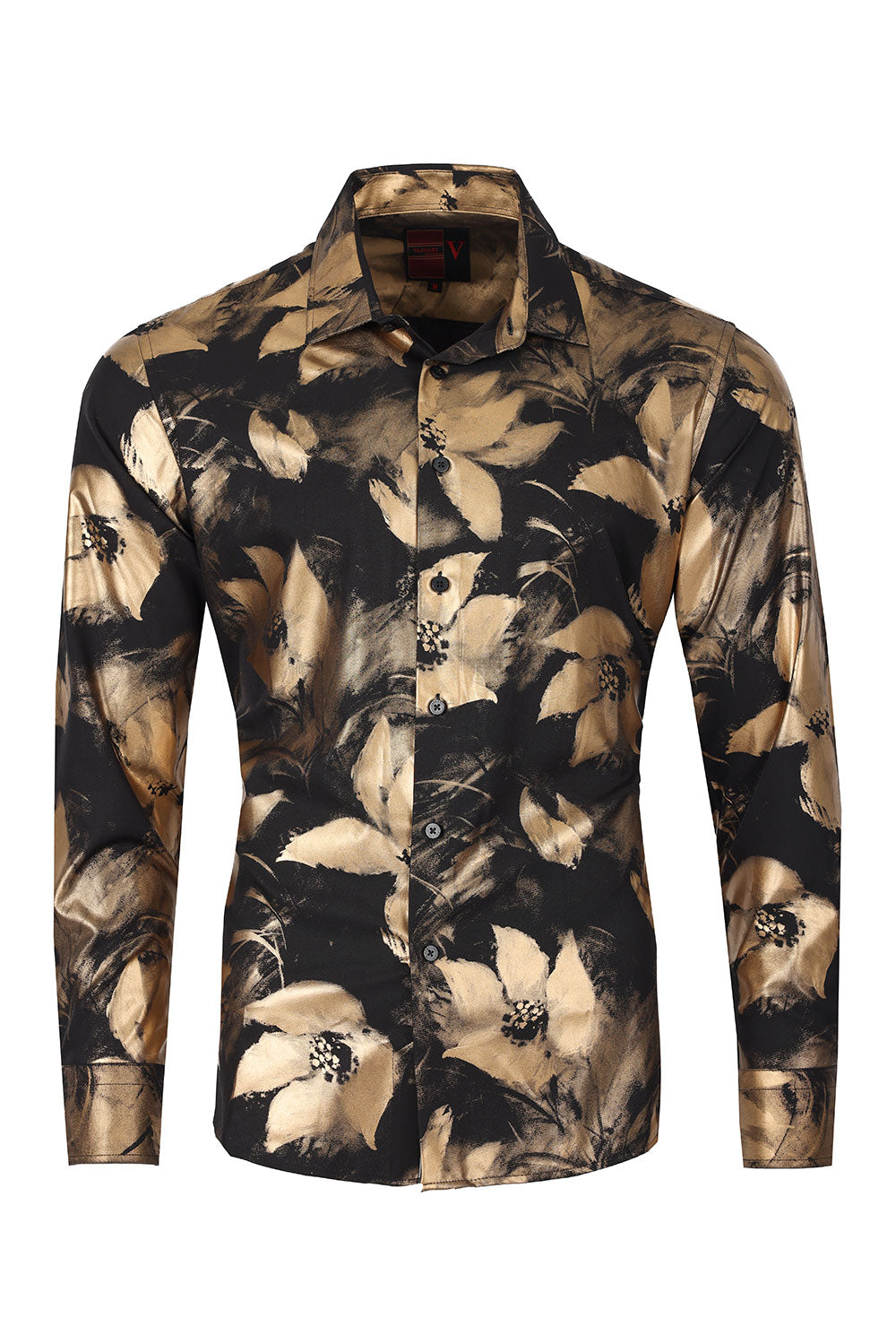 Barabas Men's Floral Print Design Button Down Luxury Shirts 2VS149 Black