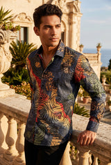 Vassari Men's Synopsis Floral Long Sleeve Shirt 2VS161 Multi-color