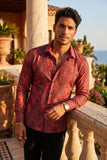 Barabas Men's Paisley Floral Print Design Long Sleeves Shirts 2VS163 Wine