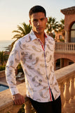 Vassari by Barabas Men's Paisley Print Design Long Sleeve Shirt 2vs168 White