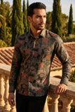 BARABAS Men's Floral Long Sleeve Button Down Shirt 2VS176 Black
