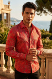 BARABAS Men's Floral Long Sleeve Button Down Shirt 2VS176 Red