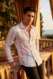Men's Colorful Print Design Button Down Luxury Shirts 2VS177 White