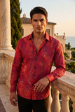 Men's Colorful Print Design Button Down Luxury Shirts 2VS177 Wine