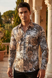 Men's Roses Floral Print Design Button Down Luxury Shirts 2VS180 White