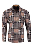 Vassari Men's Printed Checkered Plaid Long Sleeve Shirts 2VSR165