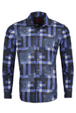 Vassari Men's Printed Checkered Plaid Long Sleeve Shirts 2VSR165