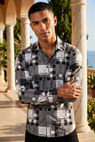 Vassari Men's Printed Checkered Plaid Long Sleeve Shirts 2VSR165 White