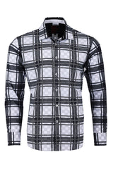 Vassari Men's Printed Checkered Plaid Long Sleeve Shirts 2VSR169