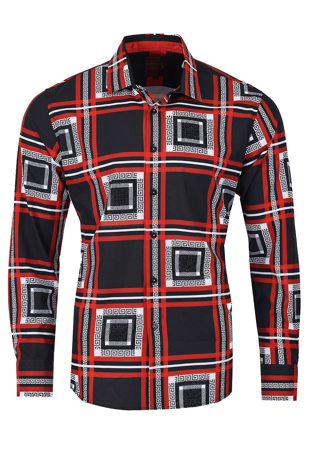 Vassari Men's Printed Checkered Plaid Long Sleeve Shirts VSR175