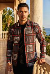 Vassari Men's Printed Checkered Plaid Long Sleeve Shirts VSR175 Cream