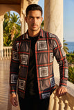Vassari Men's Printed Checkered Plaid Long Sleeve Shirts VSR175 Cream