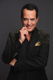 Barabas Wholesale Men's Rhinestone Solid Color Notch Lapel Blazer 2BLR6 Black Gold