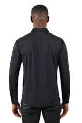 Barabas Wholesale Men's Studded Premium Solid Long Sleeve Shirts 3B24 Black