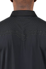 Barabas Wholesale Men's Studded Premium Solid Long Sleeve Shirts 3B24 Black