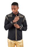 Barabas Wholesale Men's Studded Premium Solid Long Sleeve Shirts 3B24 Black