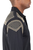 Barabas Wholesale Men's Studded Premium Solid Long Sleeve Shirts 3B24 Black Gold