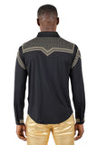 Barabas Wholesale Men's Studded Premium Solid Long Sleeve Shirts 3B24 Black Gold