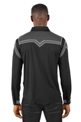 Barabas Wholesale Men's Studded Premium Solid Long Sleeve Shirts 3B24 Black Silver
