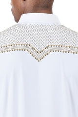 Barabas Wholesale Men's Studded Premium Solid Long Sleeve Shirts 3B24 WHite