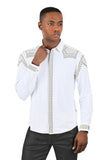 Barabas Wholesale Men's Studded Premium Solid Long Sleeve Shirts 3B24 White