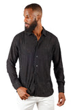 Barabas Wholesale Men's Lace See Through Stretch Sheer Long Sleeve Shirts 3B25 Black
