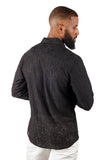 Barabas Wholesale Men's Lace See Through Stretch Sheer Long Sleeve Shirts 3B25 Black