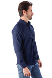 Barabas Wholesale Men's Lace See Through Stretch Sheer Long Sleeve Shirts 3B25 Navy