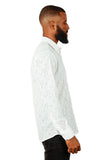 Barabas Wholesale Men's Lace See Through Stretch Sheer Long Sleeve Shirts 3B25 White
