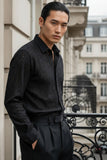Barabas Wholesale Men's Lace See Through Stretch Sheer Long Sleeve Shirts 3B25 Black