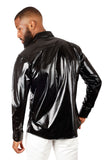 Barabas Wholesale Men's Shiny Metallic Stretch Long Sleeve Shirts 3B28 Black