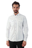 Barabas Wholesale Men's Shiny Metallic Stretch Long Sleeve Shirts 3B28 White