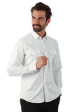 Barabas Wholesale Men's Shiny Metallic Stretch Long Sleeve Shirts 3B28 White