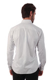 Barabas Wholesale Men's Shiny Metallic Stretch Long Sleeve Shirts 3B28 White