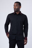 Barabas Wholesale Men's Rhinestone Collar Cuff Long Sleeve Shirt 3B29 Black Red