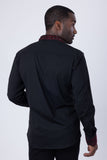 Barabas Wholesale Men's Rhinestone Collar Cuff Long Sleeve Shirt 3B29 Black Red