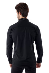 Barabas Wholesale Men's Rhinestone Collar Cuff Long Sleeve Shirt 3B29 Black