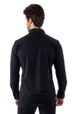 Barabas Wholesale Men's Rhinestone Collar Cuff Long Sleeve Shirt 3B29 Black
