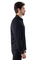Barabas Wholesale Men's Rhinestone Collar Cuff Long Sleeve Shirt 3B29 Black