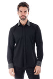 Barabas Wholesale Men's Rhinestone Collar Cuff Long Sleeve Shirt 3B29 Black