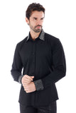 Barabas Wholesale Men's Rhinestone Collar Cuff Long Sleeve Shirt 3B29 Black
