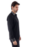 Barabas Wholesale Men's Rhinestone Collar Cuff Long Sleeve Shirt 3B29 Black