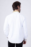 Barabas Wholesale Men's Rhinestone Collar Cuff Long Sleeve Shirt 3B29 White Gold