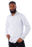 Barabas Wholesale Men's Rhinestone Collar Cuff Long Sleeve Shirt 3B29 White