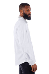 Barabas Wholesale Men's Rhinestone Collar Cuff Long Sleeve Shirt 3B29 White