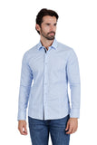 Barabas Wholesale Men's Solid Color Polka Dot Print Long Sleeve Shirts 3B358 Blue
