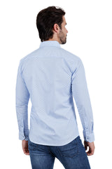Barabas Wholesale Men's Solid Color Polka Dot Print Long Sleeve Shirts 3B358 Blue