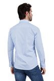 Barabas Wholesale Men's Solid Color Polka Dot Print Long Sleeve Shirts 3B358 Blue